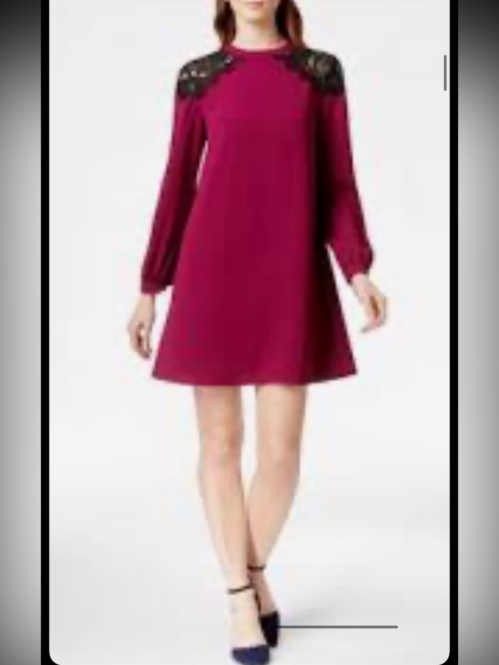 NWT! CeCe SZ 8, garden oasis long sleeve back neck tie dress in majenta haze.